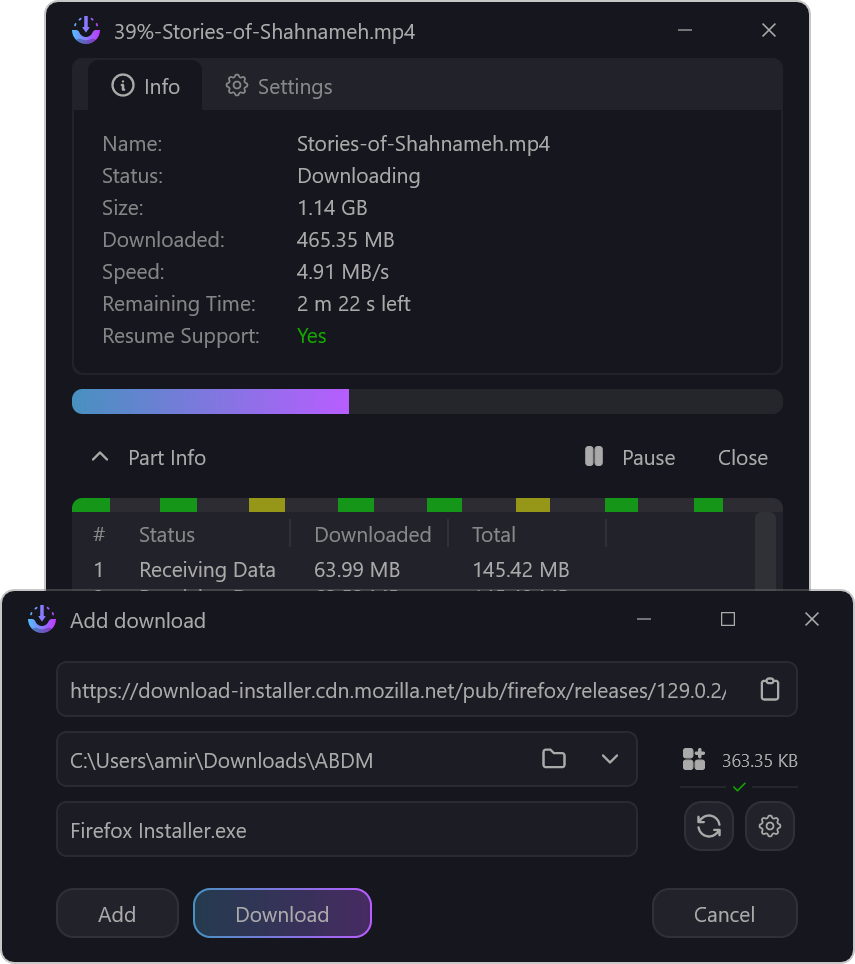AB Download Manager 下载详情界面截图